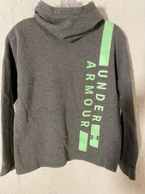 Under Armour Gray Hoodie with Mint Vertical Logo sporty casual smooth fabric
